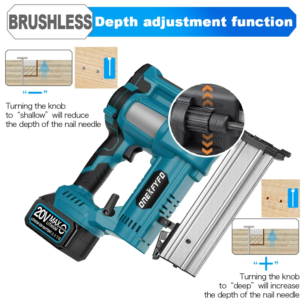 Brushless F15-50 K410-438 Wireless Cordless Electric 2 in 1 Nailer/Stapler Gun with Nail  Lithium Battery for Makita 18V Battery 5