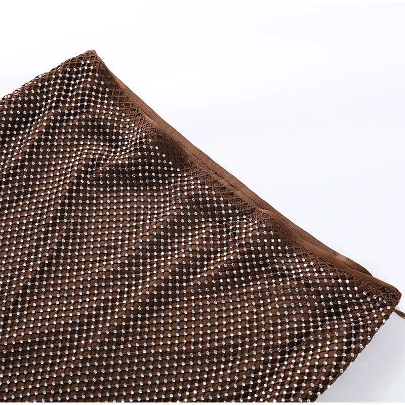 Zweiteiliger Damenanzug mit Pailletten, Neckholder, ärmellos, aushöhlen, Oberteil, kurzer Rock, 2025, schicke Dame, täglich, lässig, Abendparty-Outfits – Detail 6