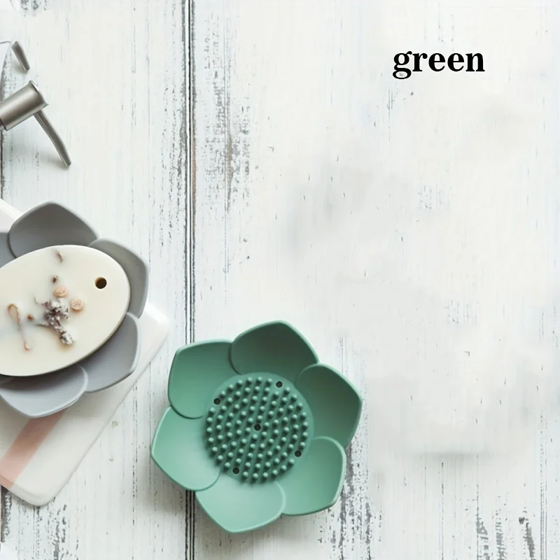 1pcs Bathroom Soap Box Lotus Design Soap Holder Silicone Soap thumbnail 4