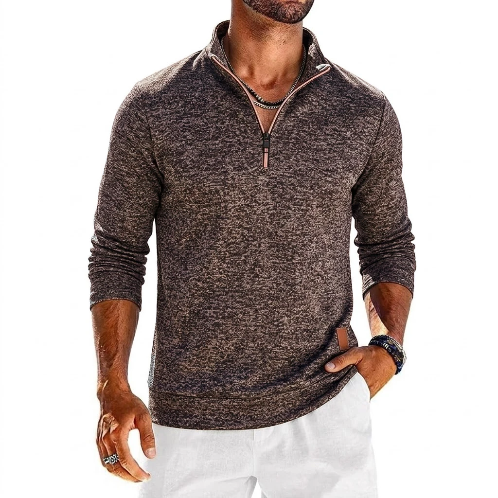 Langarm-Sweatshirt mit Viertelreißverschluss für Herren, einfarbiger Pullover, Herren-Kapuzenpullover mit Reißverschluss, lässige Herrenmäntel, Herren-Sweatshirt, Poleron für Herren – Detail 8