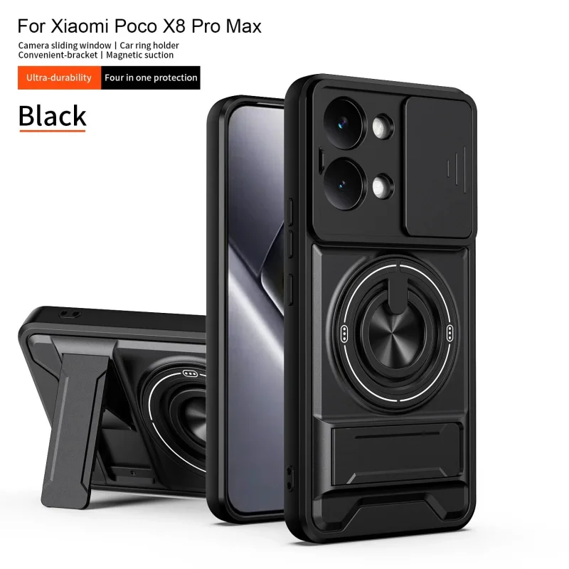 Magnetic Stand Slide Camera Protector Shockproof Armor Hard Case