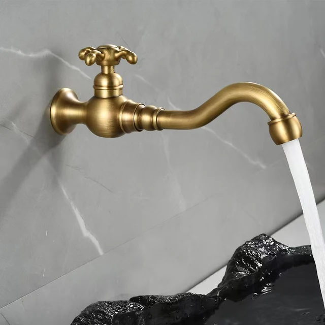 ก๊อกน้ำเย็นเดี่ยวติดผนังสำหรับใช้งานกลางแจ้ง, ก๊อกน้ำอ่างล้างจานติดผนังสีบรอนซ์, ก๊อกน้ำแบบหมุนได้ 4