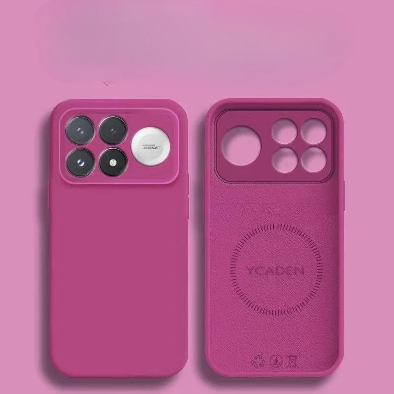 Luxury Built-in Magnetic Liquid Silicone Solid Color Phone Case Cover