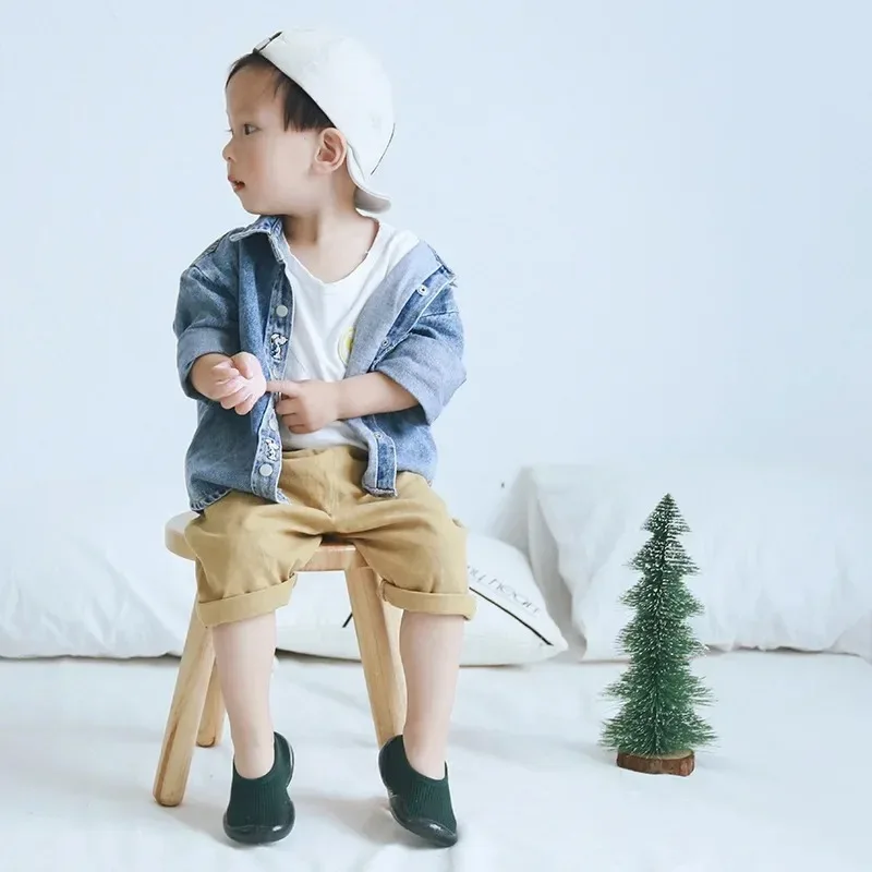 Newborn Baby Boys Girls Socks Shoes Unisex Non-slip Floor First Walkers Kids Soft Rubber Sole Infant Toddler Solid Color Shoes