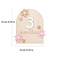 Wooden Baby Monthly Milestone Cards Flowers Double Sides Number Month Girls Boys Newborn Photography Props Accessories 6