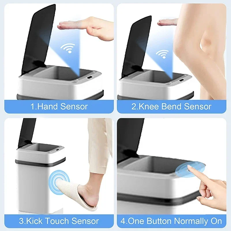 Smart Trashbin 13L Recycling Trash Can Automatic Sensor Dustbin Electric Waste Bin Waterproof Wastebasket For Kitchen Bathroom trash can