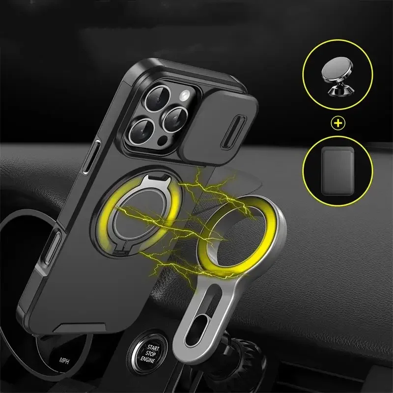 Sleek Magnetic Wireless Charging Phone Case with Slide Camera Protector