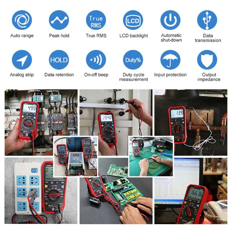 Digital Multimeter UNI-T UT61B UT61D UT61E Plus Multimeter Analog Digital Electrical Tester 22000 Counts Ammeter Voltmeter Professional