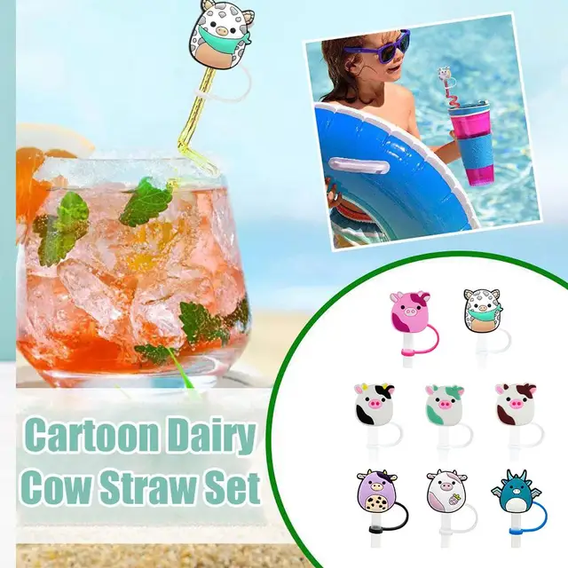 4PCS Straw Cover for Stanley Cup Cow Straw Tip Covers Cap Reusable