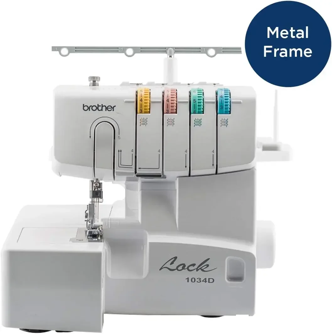 1034D, Heavy-Duty Metal Frame Overlock Machine, 1,300 Stitches Per Minute, Removeable Trim Trap, 3 Included Accessory Feet