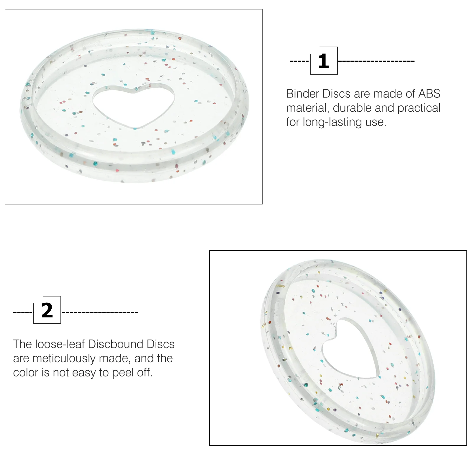 

50 Pcs Binder Colorful Glitter Sequin Love Notebook Mushroom Hole Buckle Ring 50pcs Packaged (28mm) Clips Mini Abs Discs