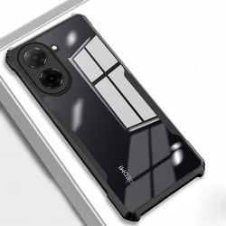 Clear Crystal Acrylic Back Cover with Rubber Armor Shockproof Design for RedmiA5 4G Global (Black-01)