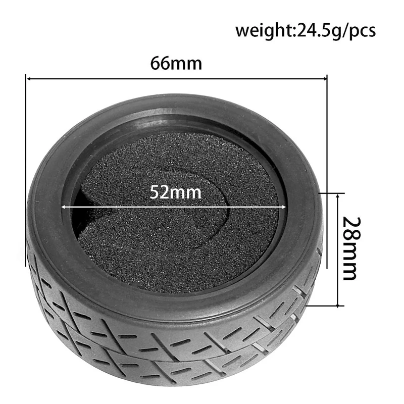 High-Grip Soft Rubber Racing Tires - 1/10 Scale for Indoor & Paved Road Off-Road Use