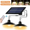 Solar Pendant Light Outdoor Waterproof LED Lamp Double-head Chandelier Decorations with Remote Control for Indoor Shed Barn Room 1