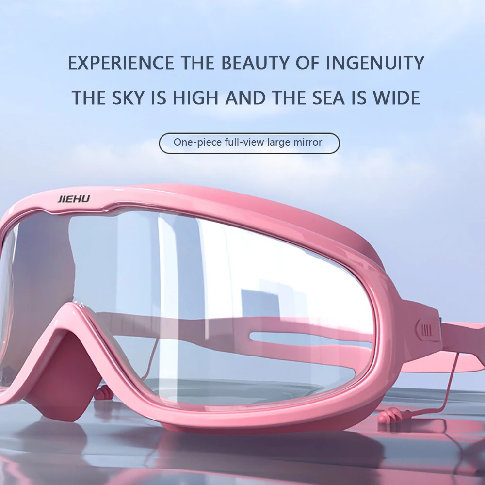 Professional Swimming Goggles Men Women Adults Earplugs Anti-fog HD Big Frame Swimming Glasses UV400 Diving Water Sports Eyewear 3