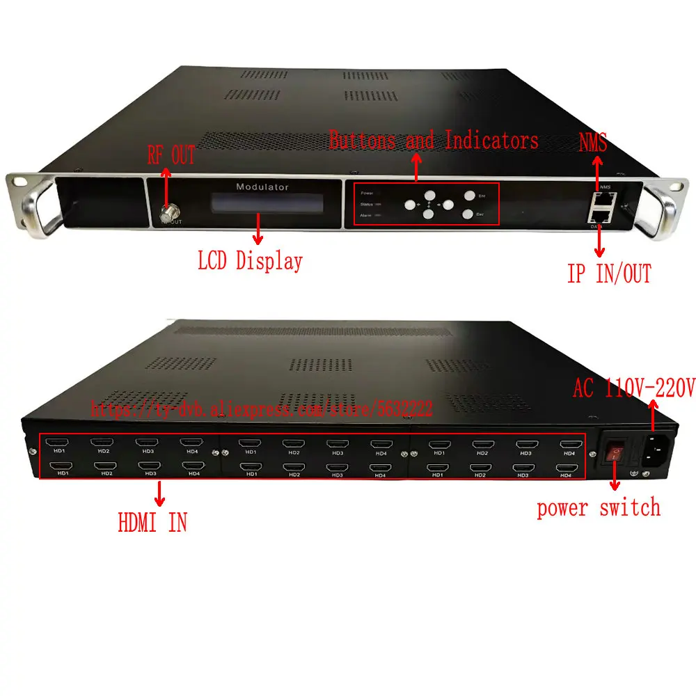 8 12 16 20 24 Hdmi Naar Rf Naar Rf Hd Encoder Modulator Dvb-T Dvb-C Atsc Isdbt Hotel Kabel Tv-Systeem Hdmi Naar Rf