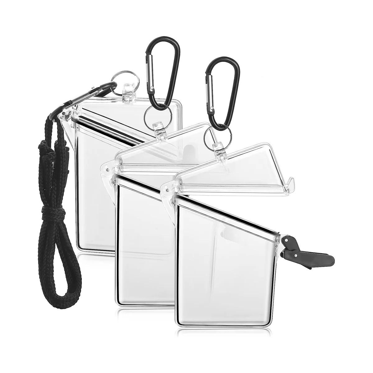 

3 Pack Waterproof Id Card Badge Holder Case with Lanyard,Clear Waterproof Card Holder Lanyards for Id Badges and Keys