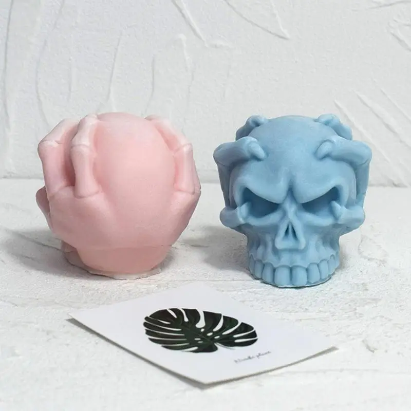

Skull Silicone Mold Spooky Head Resin Candle Silicone Mould 3D Halloween Themed Skull Silicone Craft Mold For Tabletop Decor