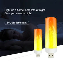 

LED Flame Light USB Night Light LED Fire Bulb Nightlight Flame Effect Lamp Dynamic Flickering Candle Lamp For Room Decoration 5V