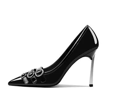 

Carpaton Fashion Black Patent leather High Heel Shoes Pointed Toe Runway Thin Heels Pumps Women Stiletto Heels White Nude Red