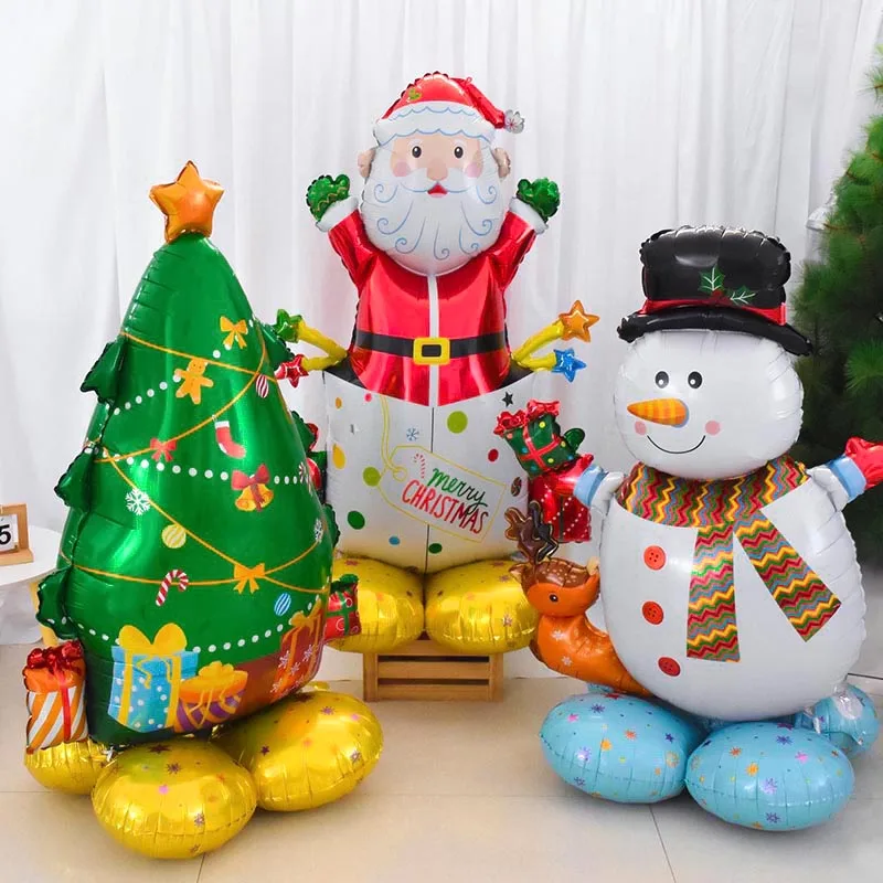 Christmas Standing Snowman Santa Claus Balloon Xmas Nutcracker Soldier Ball 2024 New Year Party Christmas Home Decoration 2023