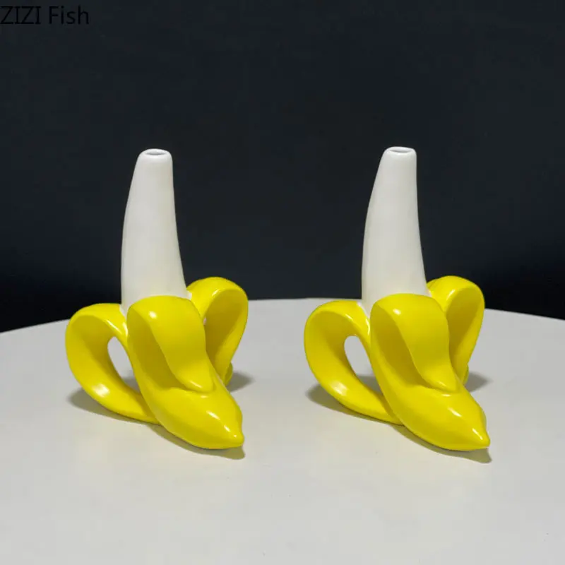 Simulated Banana Ceramic Vase Flower Pots Desk Decoration Artificial Flowers Decorative Floral Arrangement Banana Shape Vases 2