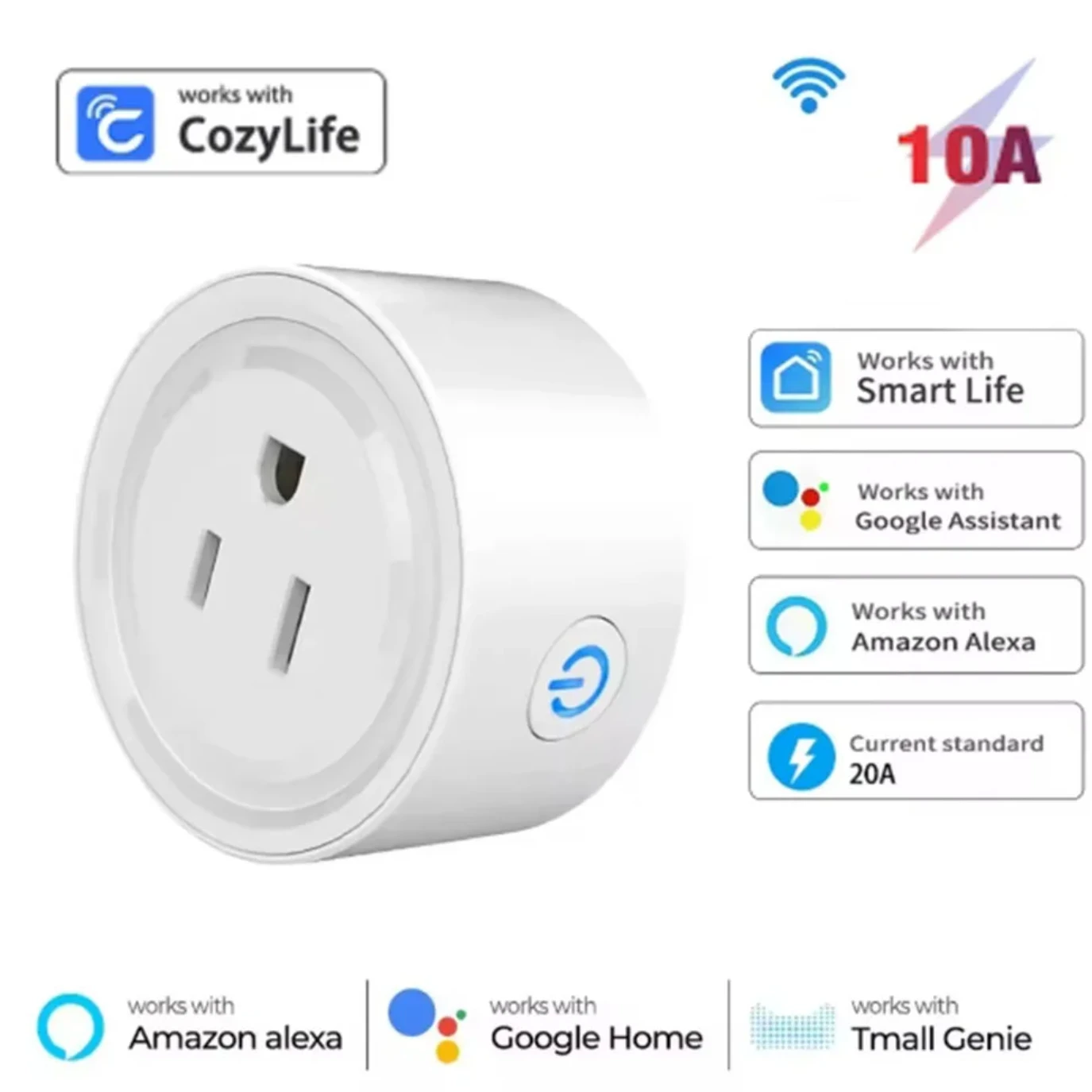 Cozylife Smart Socket US Plug 10A WiFi APP Пульт дистанційного керування Голосове керування 100-240 В Smart Control Таймер Робота з Alexa Google Home