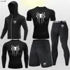Spider Men'S Fitness High Quality Gym Running Sports Suit MMA Rashguard Compression Breathable Tights Shorts Sets Men Boxing 3