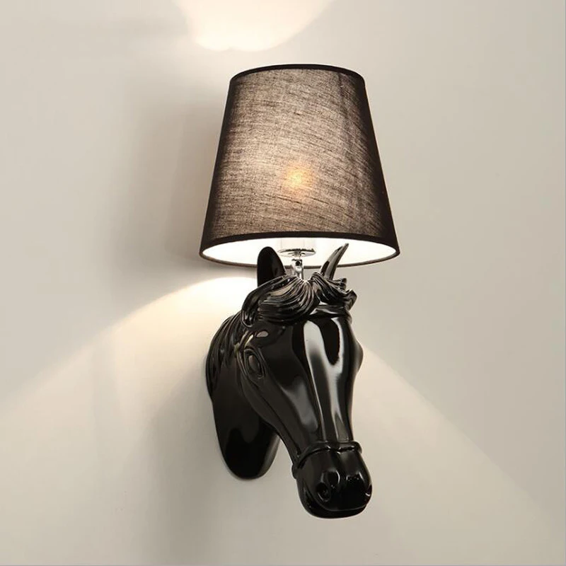 

Retro Fabric Horse Wall Light Living Room Bedroom Bedside Lighting TV Background Corridor Aisle Office Study Balcony Wall Lamp