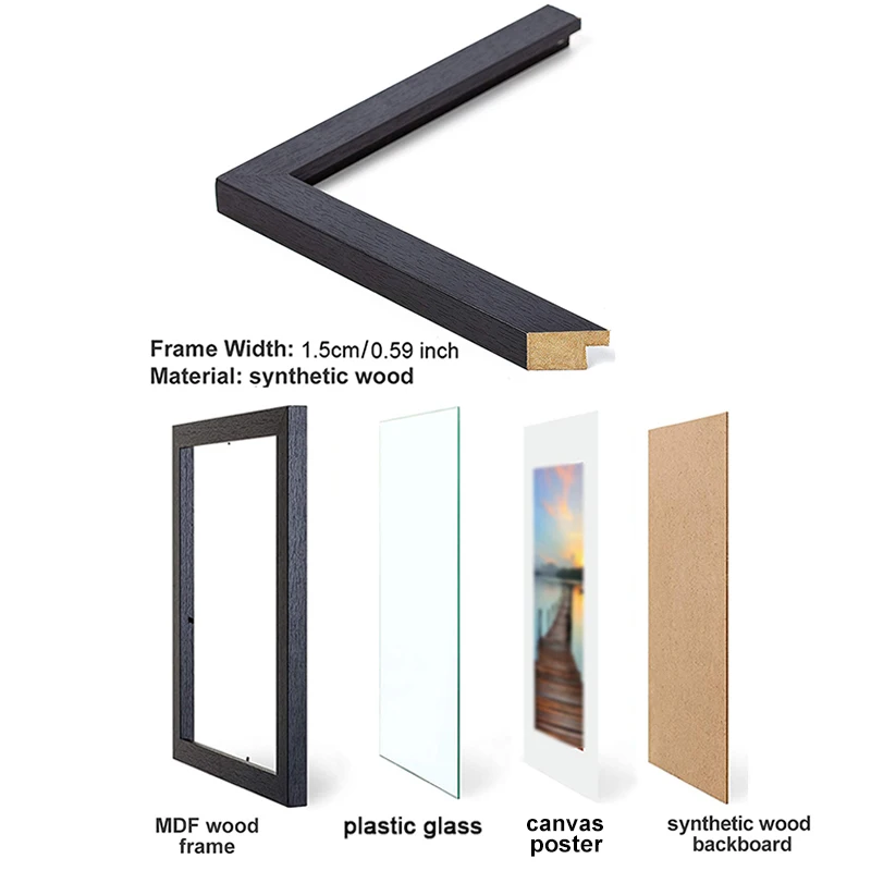 Nordic Family Photo Frame Wood Canvas Frame Wood Photo Frame Wood Frame Wood Picture Frame Art Frames 9x13 21x30 Black Wood Frame Luxury Decor Painting