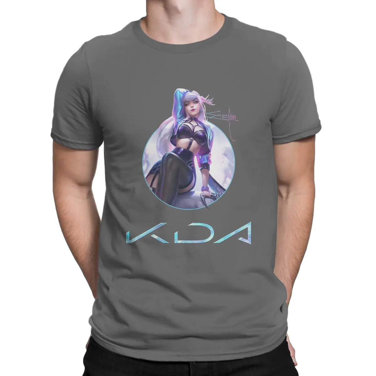 thumbnail image 1 of Camiseta Evelynn All Out para hombre, estilo Arcane League of Legends, LOL Game, de algodón vintage, cuello redondo, manga corta, 1 of 7
