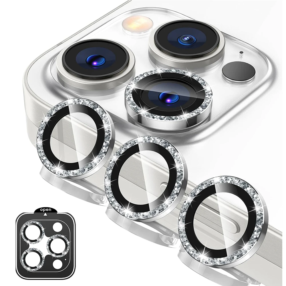 Sparkling Tempered Glass Camera Lens Protector Cover