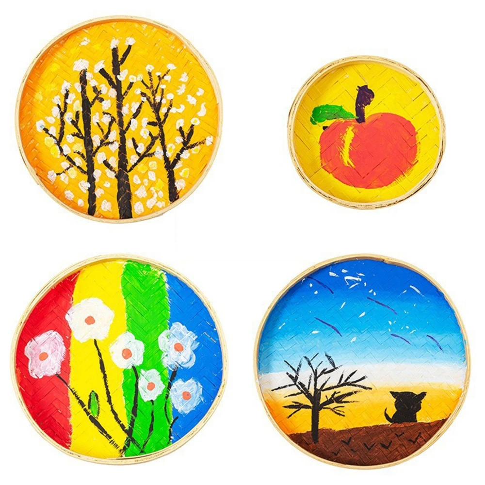 13/18/22/30/36cm Handmade Weaving Bamboo Sieve Raft Round Storage Trays Basket DIY Home Decor Fruit Bread Basket Kitchen Storage 6