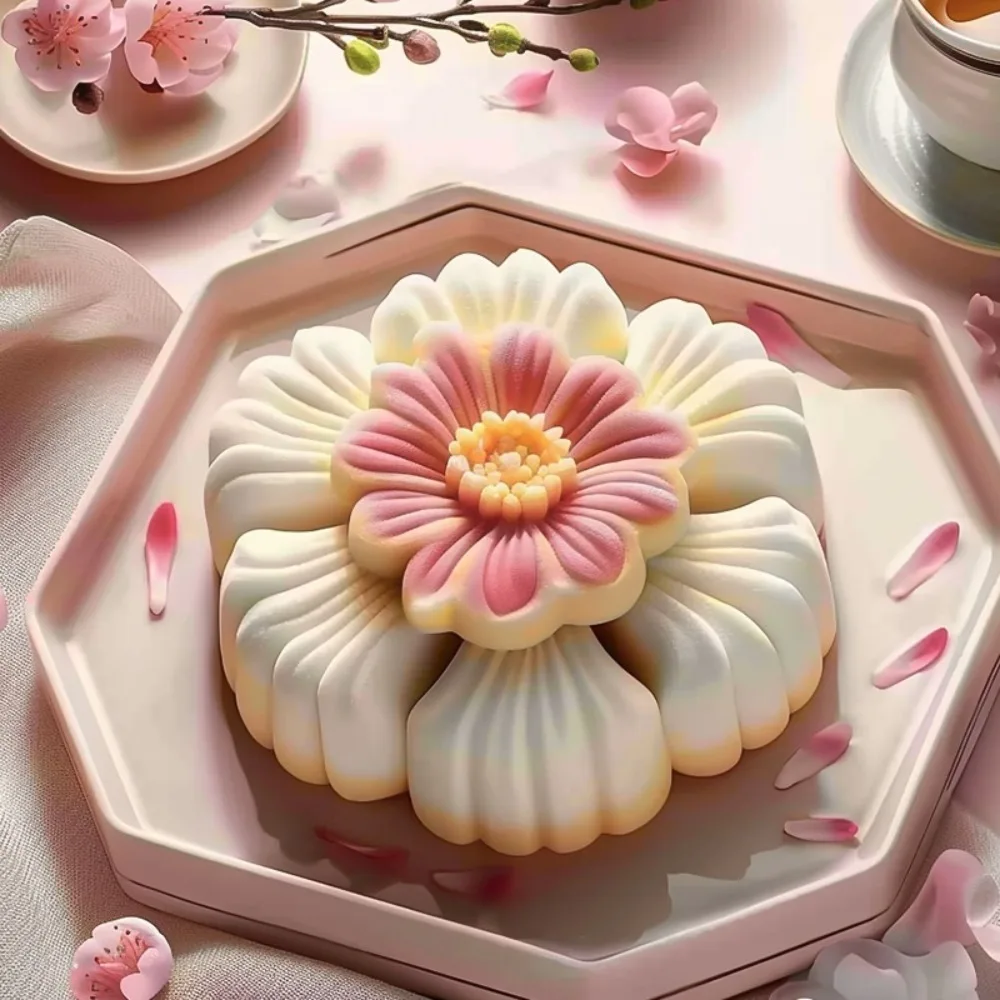 National Style Peach Blossom Pastry Silicone Mold 3D Flower Shape Jelly Candy Moulds DIY Reusable Silicone Soap Mold