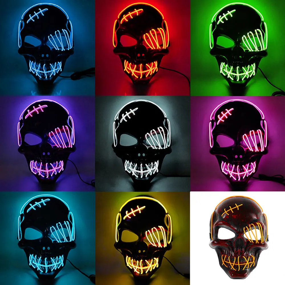 

Scar One-Eyed Pirate Skull LED Glow Mask Halloween Party Cosplay Props Prank Toy Cold Light Horror Ghost AC188