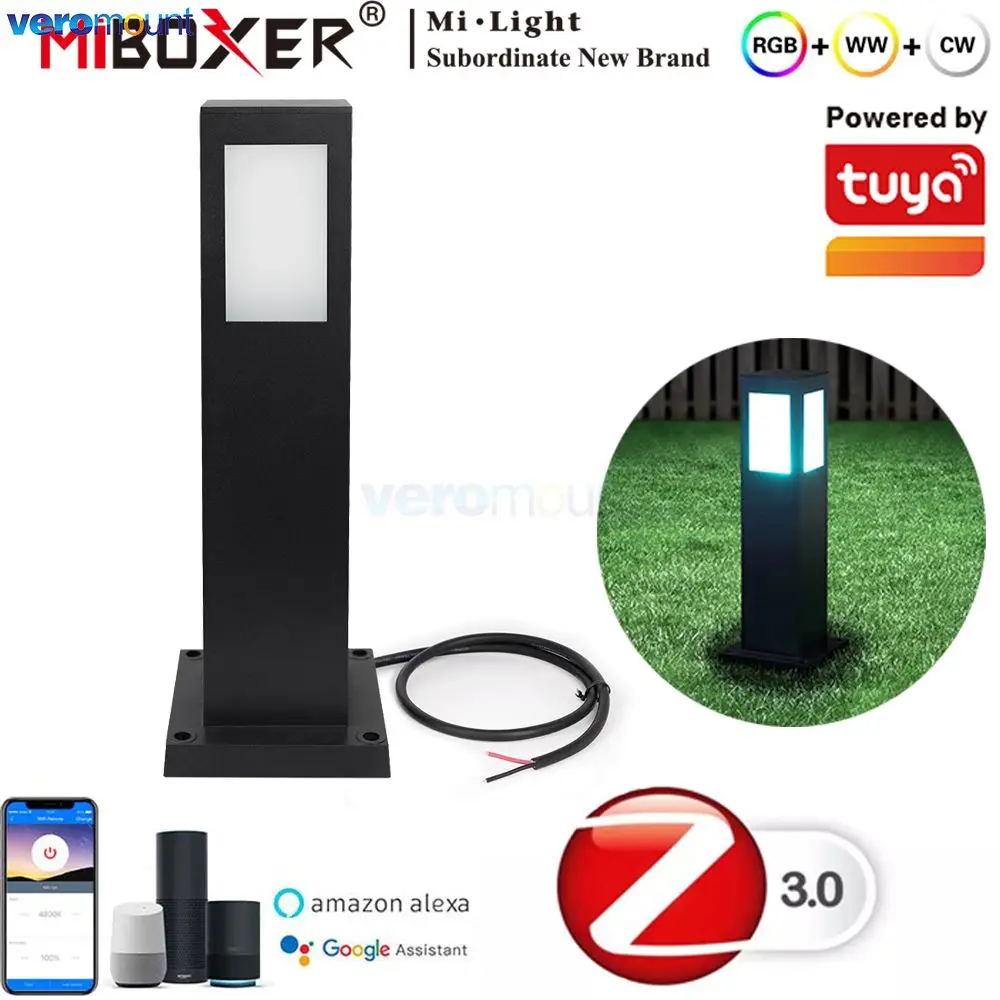 Miboxer 9W Rgbcct Led Square Lawn Light Zigbee 3.0 Dc24V Ip66 Impermeabile Smart Courtyard Garden La5-09S-Zl Tuya Wifi App Control