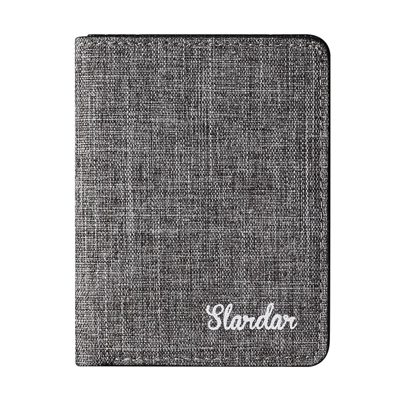 Ultra thin mini short canvas wallet for men, simple driver's license card holder, compact student wallet