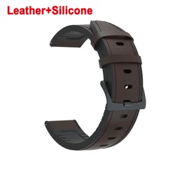 Elegant Leather Silicone Hybrid Watch Bracelet Strap - Premium Quality Watchband Accessory - Amazfit Stratos (Coffee)