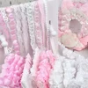 1M Lace Strips for DIY Card Cover Decor Handmade Material Photocard Holder Girls Sweet Plaid Lace Strips DIY Sewing Supplies 1