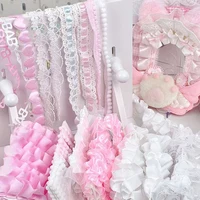 1M Lace Strips for DIY Card Cover Decor Handmade Material Photocard Holder Girls Sweet Plaid Lace Strips DIY Sewing Supplies 1