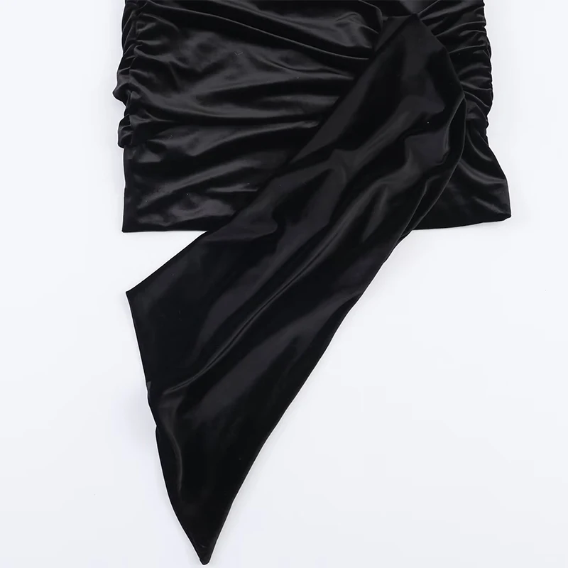 Women Fashion Velvet Elegant Short Dress Autumn New Long Sleeve Belt Stand Collar Slim Mini Dress Female Party Dresses