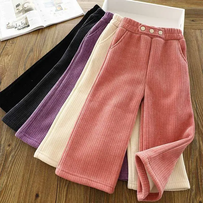 

Girls Autumn Winter Fashion Korean Edition Casual Western Style High Waist Solid Color Vivid Cute Kids Children's Clothing Pants