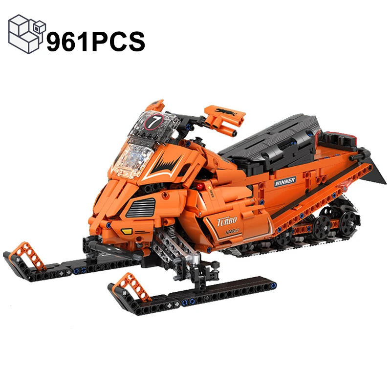 

961PCS Technical Snowmobile Motorcycle Building Blocks Motorbike Locomotive Speed Racing Vehicle Bricks Toys Gifts For Kids Boys