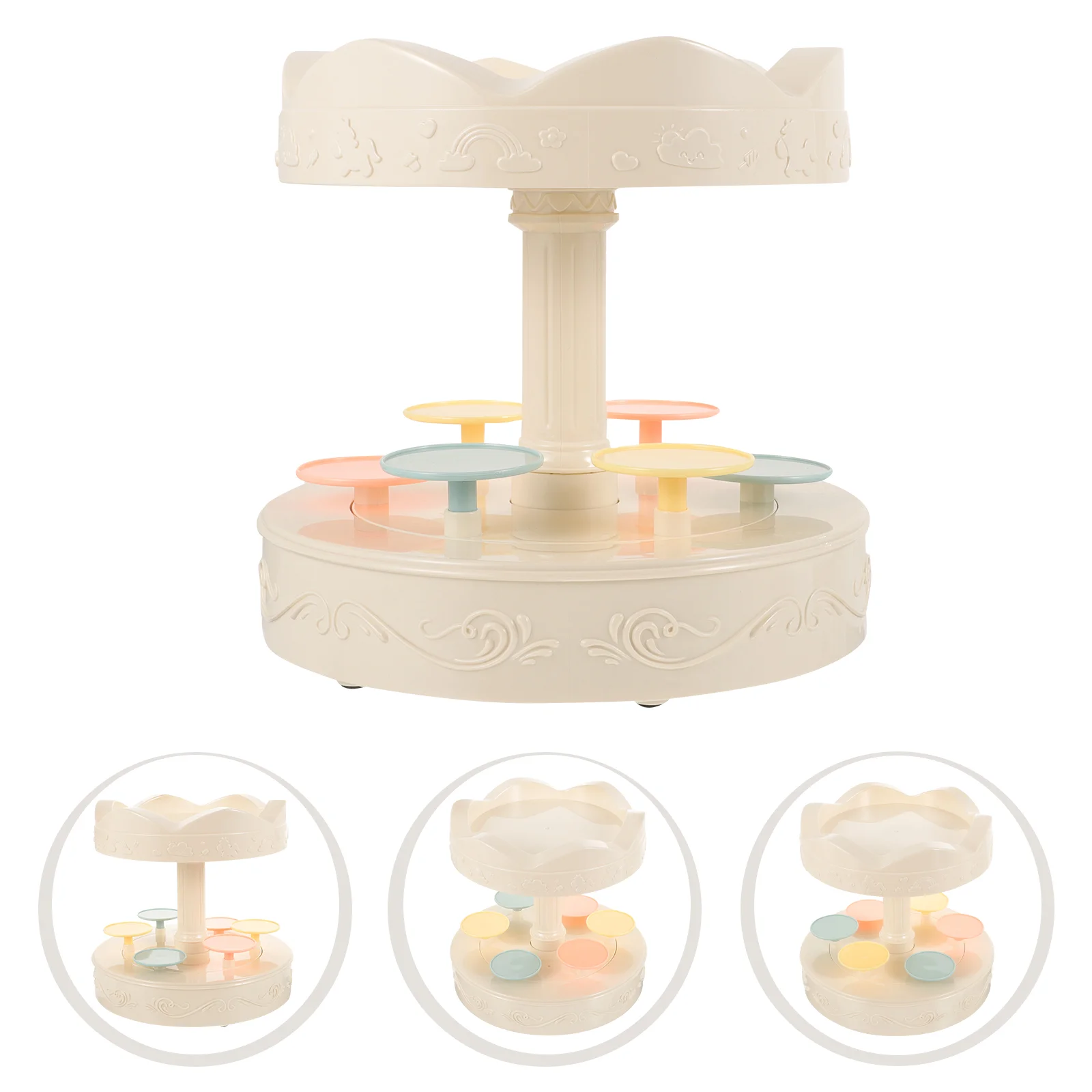 

Automatic Rotating Sushi Display Dessert Revolving Carousel Cupcake Holder Autorotation Cupcake Stand for Bakery Party