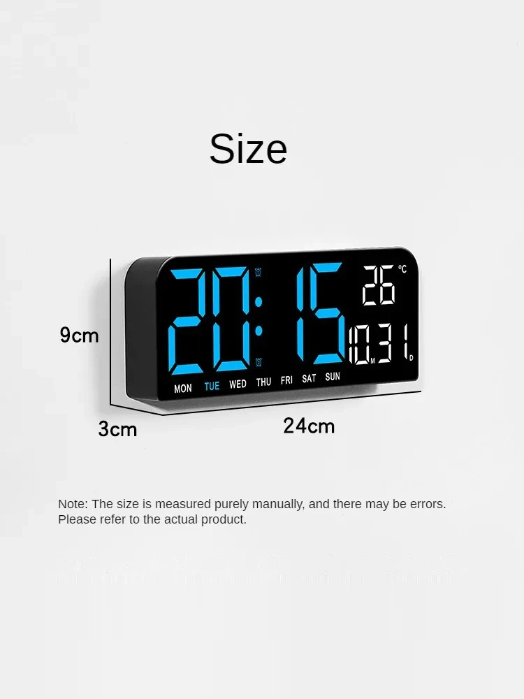 Large Digital Wall Clock Temperature and Date Week Display Night Mode Table Alarm Clock 12/24H Electronic LED Timing Func wall clock digital wall clock