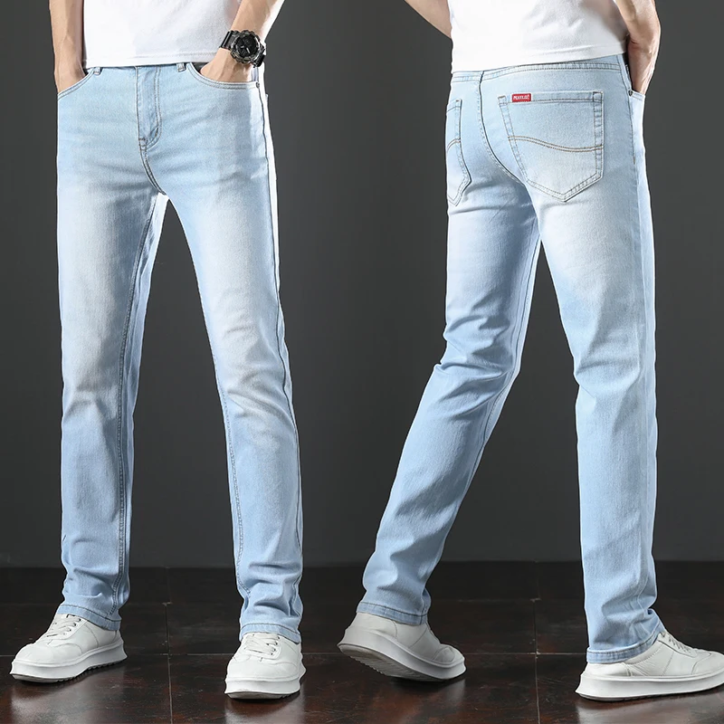 

2023 Men's Brand Top Classic Style Men Spring and Autumn Jeans Business Casual Light Blue Stretch Cotton Denim Male Trousers