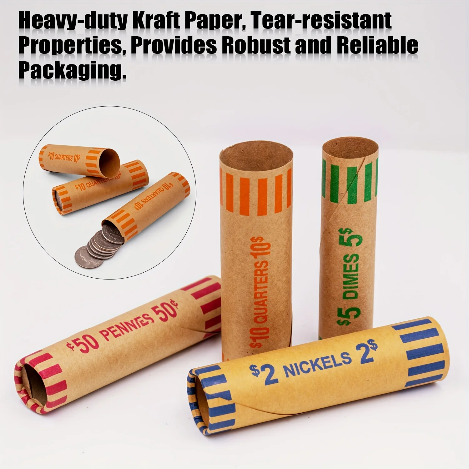 64 Assorted&91Quarters ABA Color Preformed Coin Wrappers Rolls: Coin Organizer, preformed Tubular Cartridge wrappers