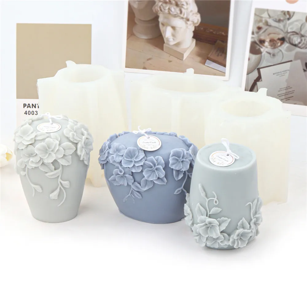 

Geometric Rattan Flower Cylinder Vase Series Candle Silicone Moulds DIY Scented Aromatherapy Soap Cake Craft Mold