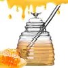 Glass Honeycomb Tank Kitchen Tools Honey Storage Container with Dipper and Lid Honey Bottle for Wedding Party Kitchen Home 2