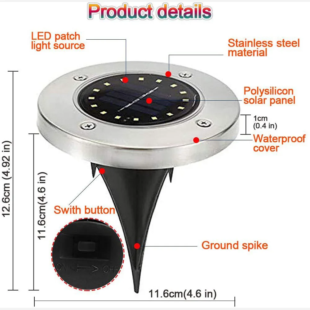 Solar Lights Ground Light Led Outdoor Lighting Waterproof Floor Lamps Underground Light Led Outdoor Solar Lamps Steps Lamp